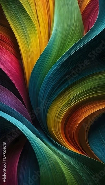 Obraz Colorful abstract waves of paint swirl together in a vivid display of art on a canvas. Generative AI
