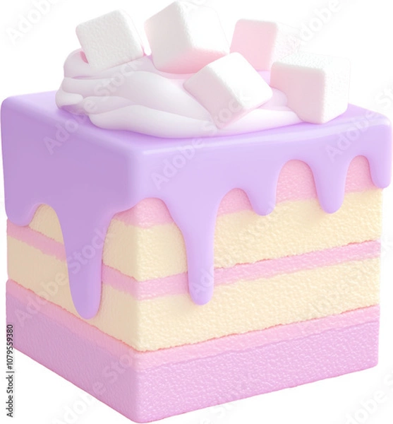 Fototapeta Delightful pastel cake featuring layers of cream and playful toppings in a whimsical design for dessert lovers