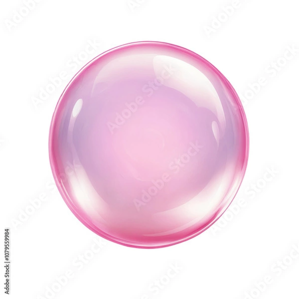 Fototapeta Shiny pink bubble on transparent background