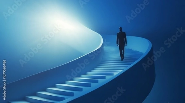 Obraz Man Walking Up Spiraling Staircase