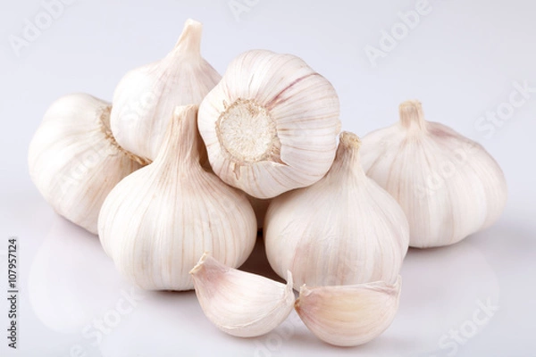 Fototapeta garlic on white background