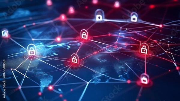 Fototapeta of a layered defense system for effective risk management in the digital landscape showcasing cybersecurity measures data protection and network resilience strategies