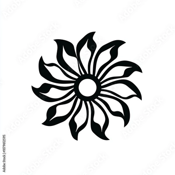 Fototapeta This design showcases a simple black and white energy turbine icon, emphasizing clean energy and sustainable technology with its minimalistic aesthetic