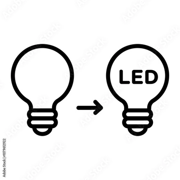 Fototapeta Icon to switch from normal light bulb to LED light.