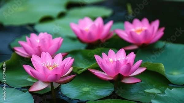 Fototapeta Close up image of stunning lotuses ideal for covers wallpapers and projects focused on tranquility meditation relaxation and healing