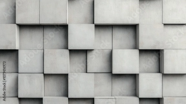 Fototapeta Abstract geometric concrete wall with 3d cubes for modern architecture design