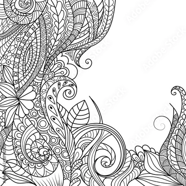 Obraz black and white pattern in a zentangle style, Hand-drawn design