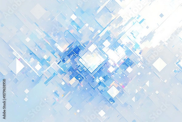 Obraz 青と白の幾何学的抽象空間