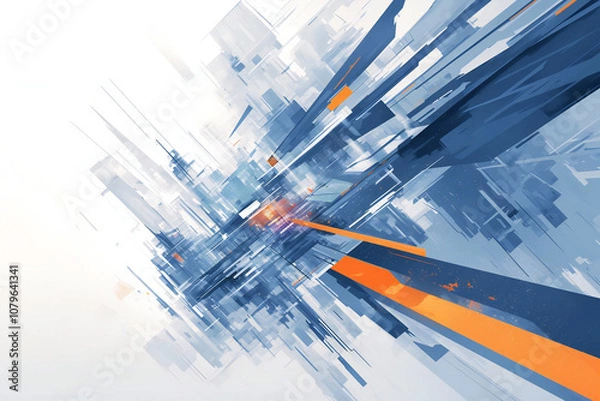 Fototapeta Futuristic Orange and Gray Abstract Geometric Background