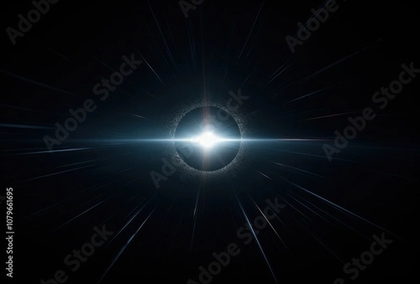 Fototapeta Bright Light Emitting From a Circle in a Dark, Abstract Space