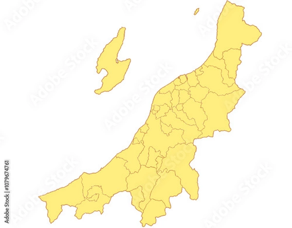 Obraz 新潟県　地図　黄色　イラスト