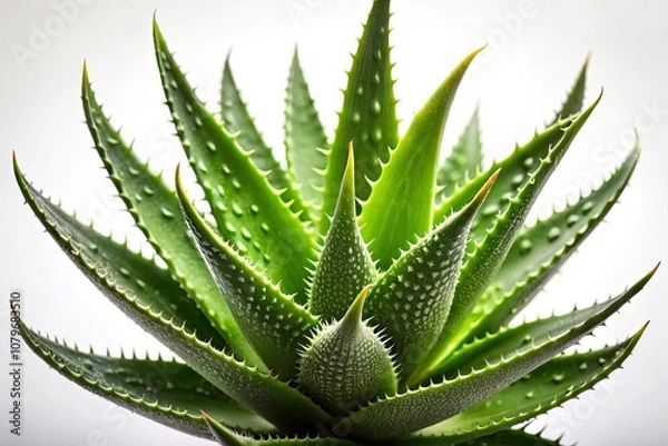 Fototapeta Stunning Aloe Vera Silhouette Against a White Background - Ideal for Wellness, Natural Remedies, and Botanical Themes in Stock Photography