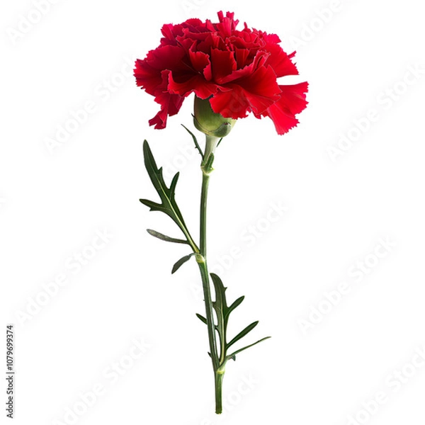 Fototapeta A red carnation isolated on a transparent background
