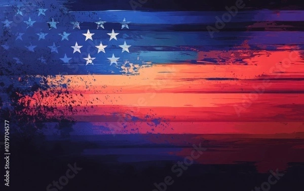 Fototapeta An American flag background for video in vector art style, featuring 2D animation in a cartoon style.