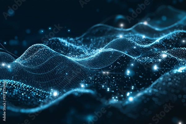 Fototapeta Digital background perfect for tech processes, neural networks, artificial intelligence, data transfer and encryption, digital archives,wave,hologram.
