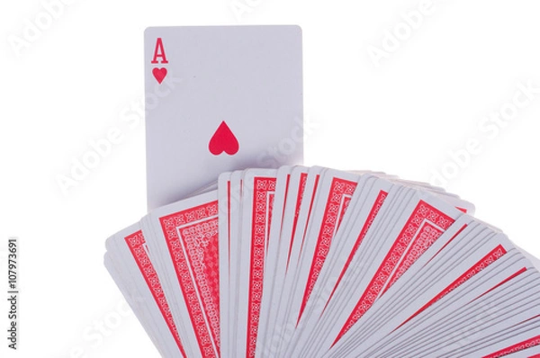 Fototapeta Set of playing cards to play poker in a casino on a white background