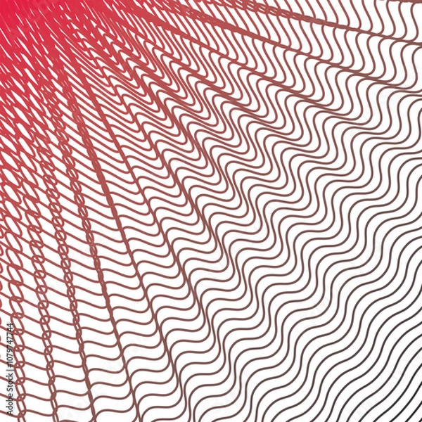 Fototapeta Red stripes wave seamless pattern abstract vector image