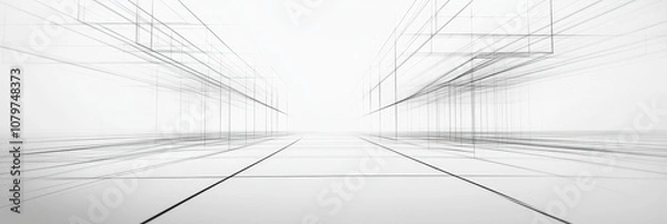 Fototapeta Geometric Harmony in 3D: Abstract Wireframe Grid of Clean Angles and Intersecting Lines