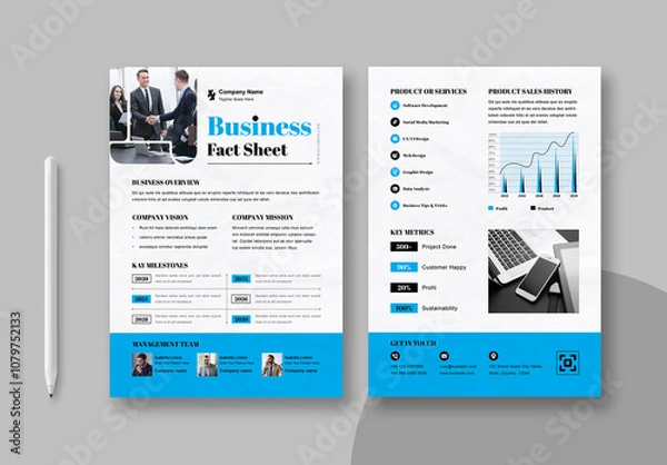 Fototapeta Business Fact Sheet Template Layout