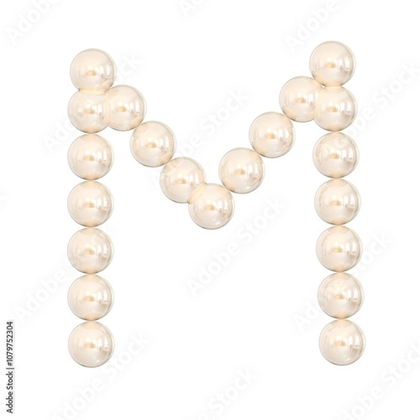 Obraz 3D M Pearl Font with Elegant Glossy Design