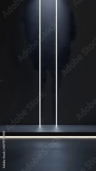 Fototapeta 61. A minimalist 3D stage with glowing edges, clean lines, and ample vertical space for product placement.