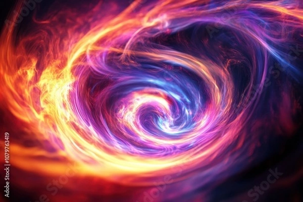 Fototapeta Luminous energy vortex with swirling light, vibrant colors, and dynamic motion, perfect for sci-fi visuals and fantasy designs, visually mesmerizing and otherworldly composition