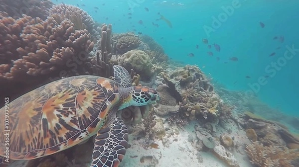Obraz green sea turtle swimming