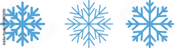Fototapeta Blue snowflake icon set isolated vector illustration