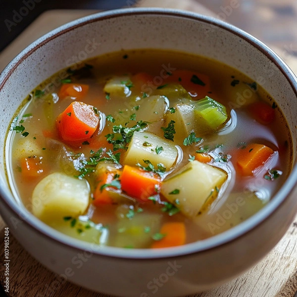 Fototapeta chicken soup with vegetables