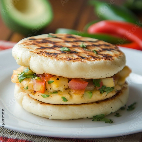 Fototapeta burger with cheese and vegetables