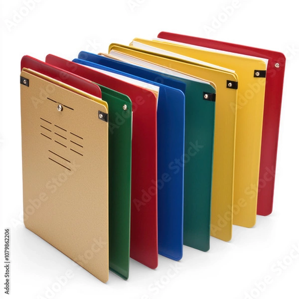 Fototapeta Assorted filing folders with tabs. isolated on transparent background