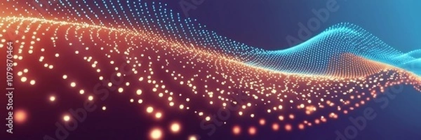 Obraz Abstract digital wave background with glowing particles.