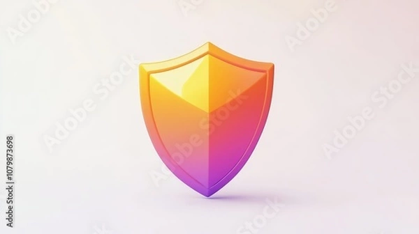 Fototapeta Bold 3D Shield Icon on Vibrant White Background