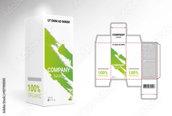 Obraz Box design, die-stamping. Vector template.