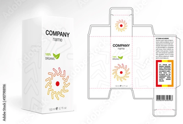 Obraz Box design, die-stamping. Vector template