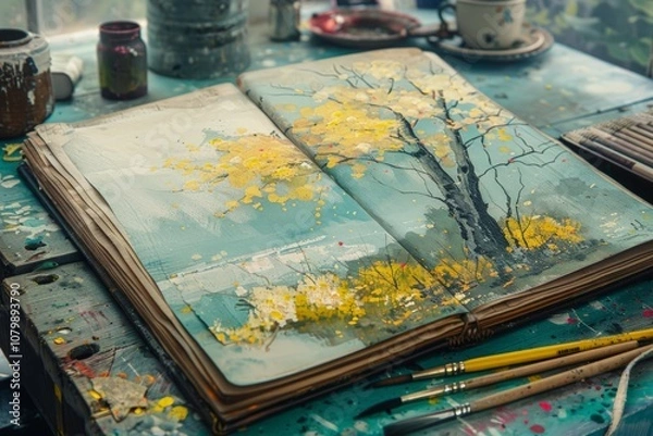 Obraz autumn landscape drawing.