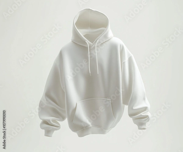 Fototapeta Black White Hoodie Mockup with Soft Texture Floating on White Background 