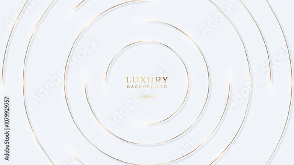 Obraz Luxury White Background with Gold Circular Design