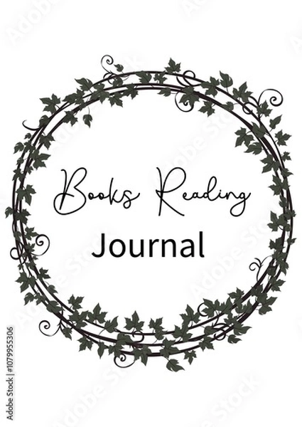 Fototapeta Books Reading Journal Title  with ivy branches