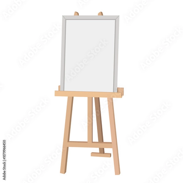 Fototapeta An easel for painting with a blank canvas, isolated on a white background.Vector illustration.