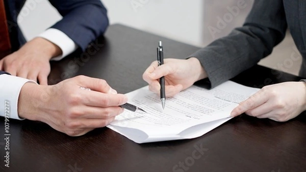 Obraz 契約書をチェックするビジネスウーマン