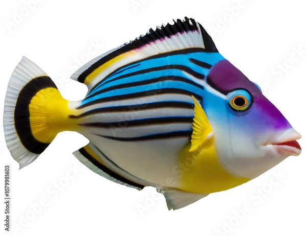 Fototapeta colorful Picasso Triggerfish isolated
