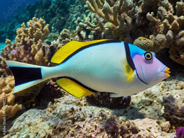 Fototapeta Picasso Triggerfish in coral reef