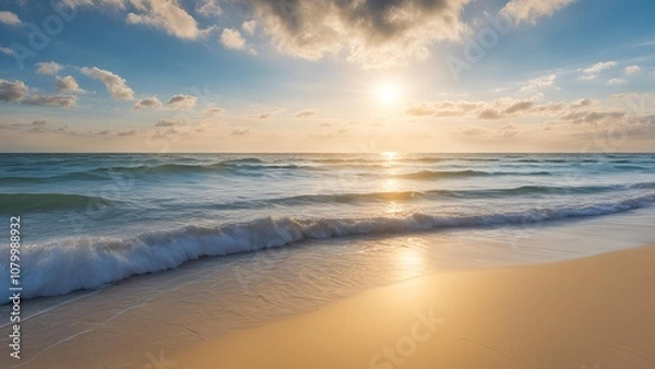 Obraz Beautiful beach view in the afternoon with calm sea and shining sun.