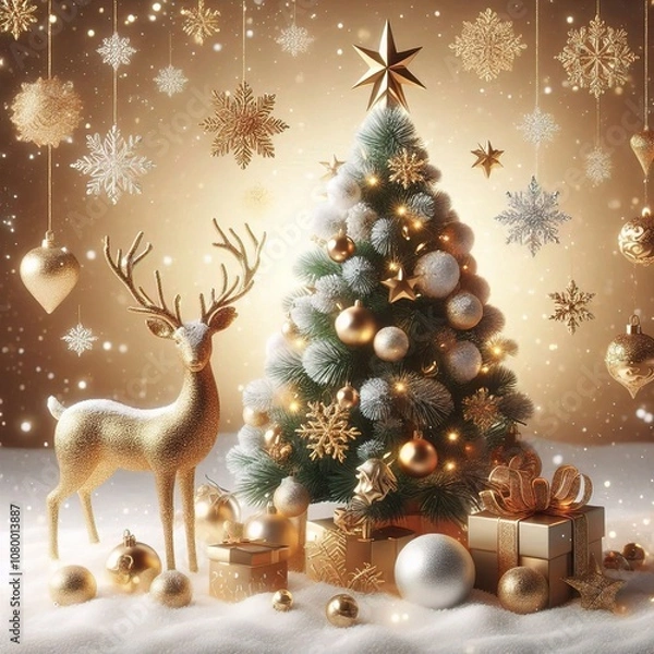 Obraz christmas background with christmas tree