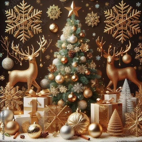 Obraz christmas background with christmas tree