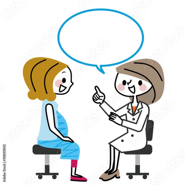 Fototapeta 妊婦　診察　笑顔　吹き出し