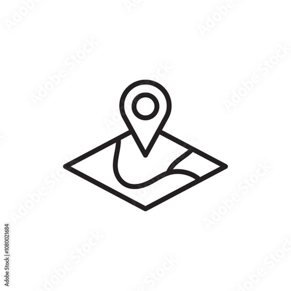 Fototapeta Map icon outline set sign