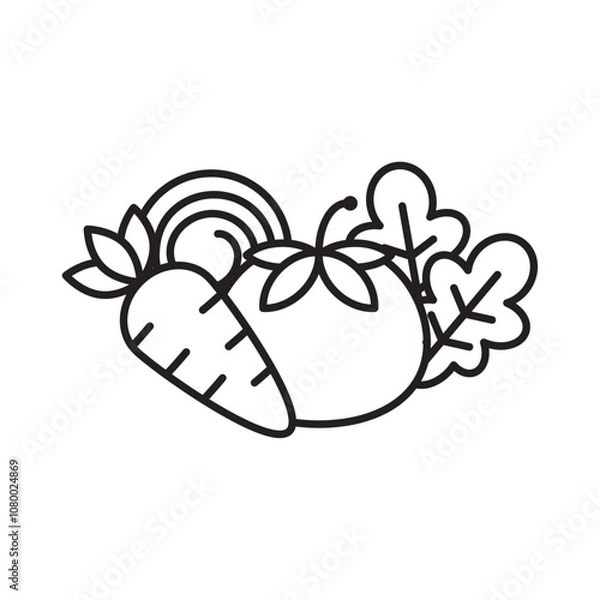 Obraz Vegetable icon outline set sign