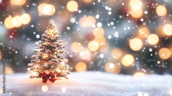 Fototapeta Festive Christmas dust, bokeh lights, and designs. White sparkling dust light creates a magical holiday backdrop. Use as a spark overlay or powder dust for cards, invites, banners, and ads. 